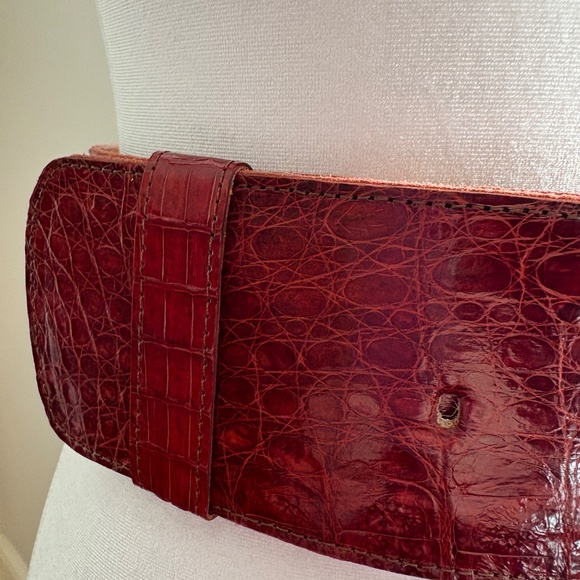 Burgundy Alligator Print Belt 38\